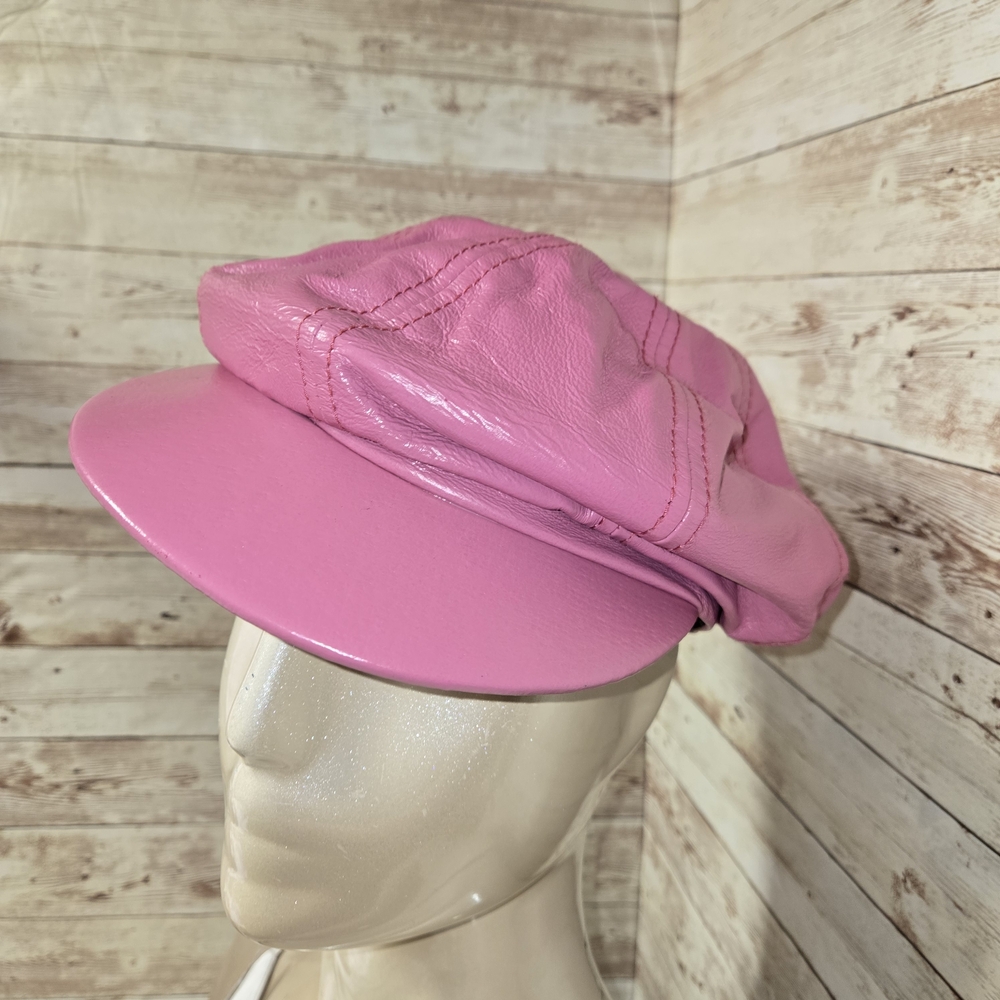 Vintage Wilsons Leather pink genuine leather newsboy cap 💕 - Picture 2 of 16